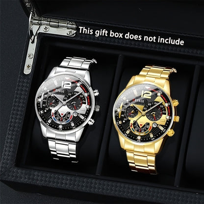 Men's Quartz Watch - 's Gift Set 2pcs Luxury Stainless Steel Watches Business Fashion Analog - product detail view 6