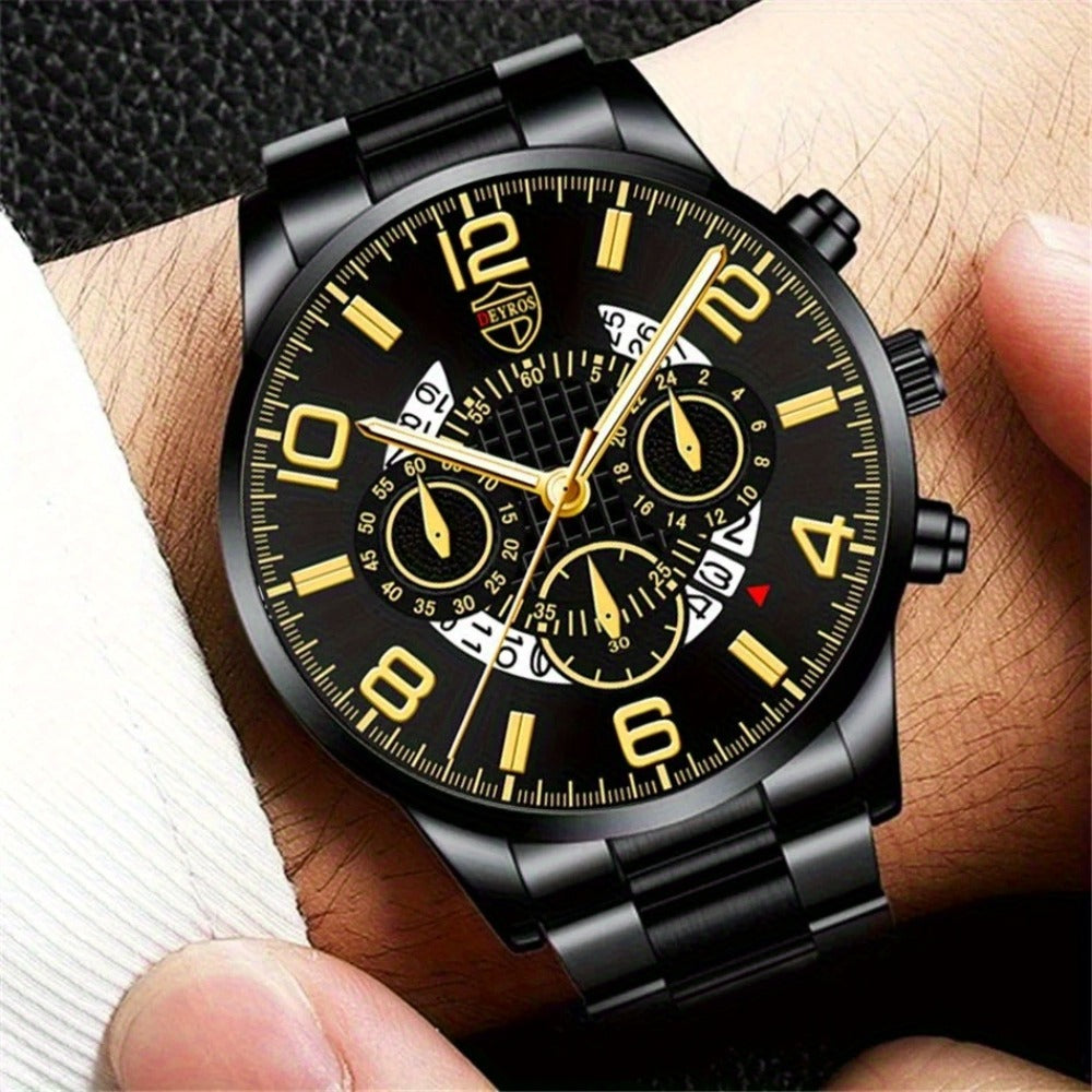 Men's Quartz Watch - 's Gift Set 2pcs Luxury Stainless Steel Watches Business Fashion Analog - product detail view 9