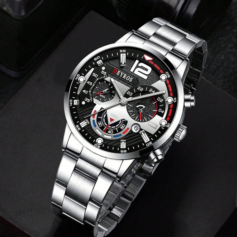 Men's Quartz Watch - 's Gift Set 2pcs Luxury Stainless Steel Watches Business Fashion Analog - product detail view 11