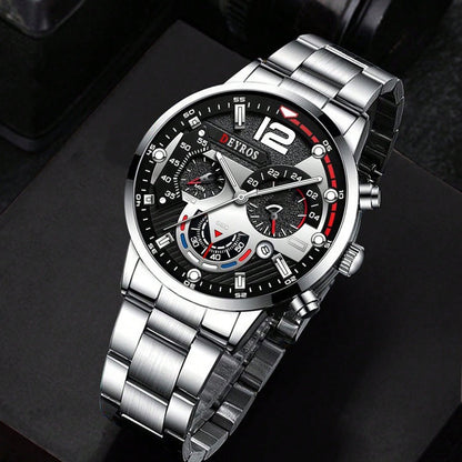 Men's Quartz Watch - 's Gift Set 2pcs Luxury Stainless Steel Watches Business Fashion Analog - product detail view 11
