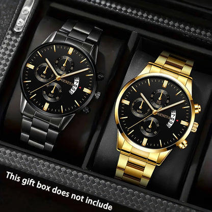 Men's Quartz Watch - 's Gift Set 2pcs Luxury Stainless Steel Watches Business Fashion Analog - product detail view 15