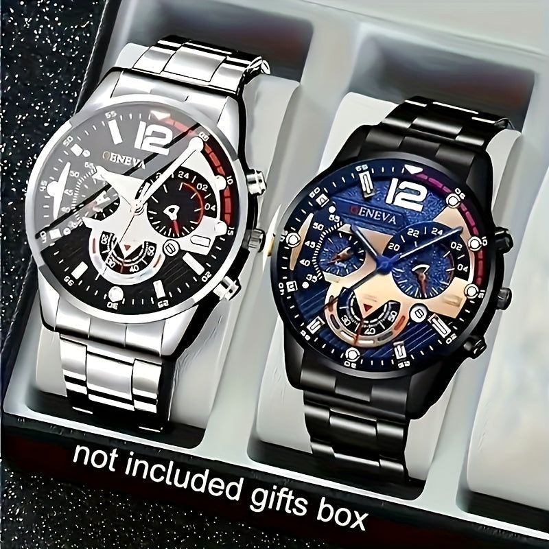 Men's Quartz Watch - 's Gift Set 2pcs Luxury Stainless Steel Watches Business Fashion Analog - product detail view 17
