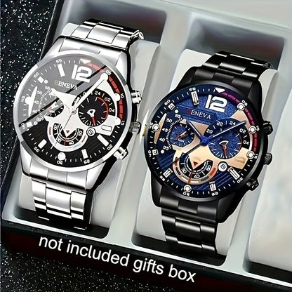 Men's Quartz Watch - 's Gift Set 2pcs Luxury Stainless Steel Watches Business Fashion Analog - product detail view 17