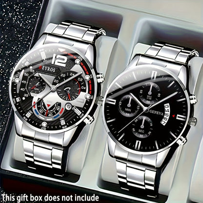 Men's Quartz Watch - 's Gift Set 2pcs Luxury Stainless Steel Watches Business Fashion Analog - product detail view 18