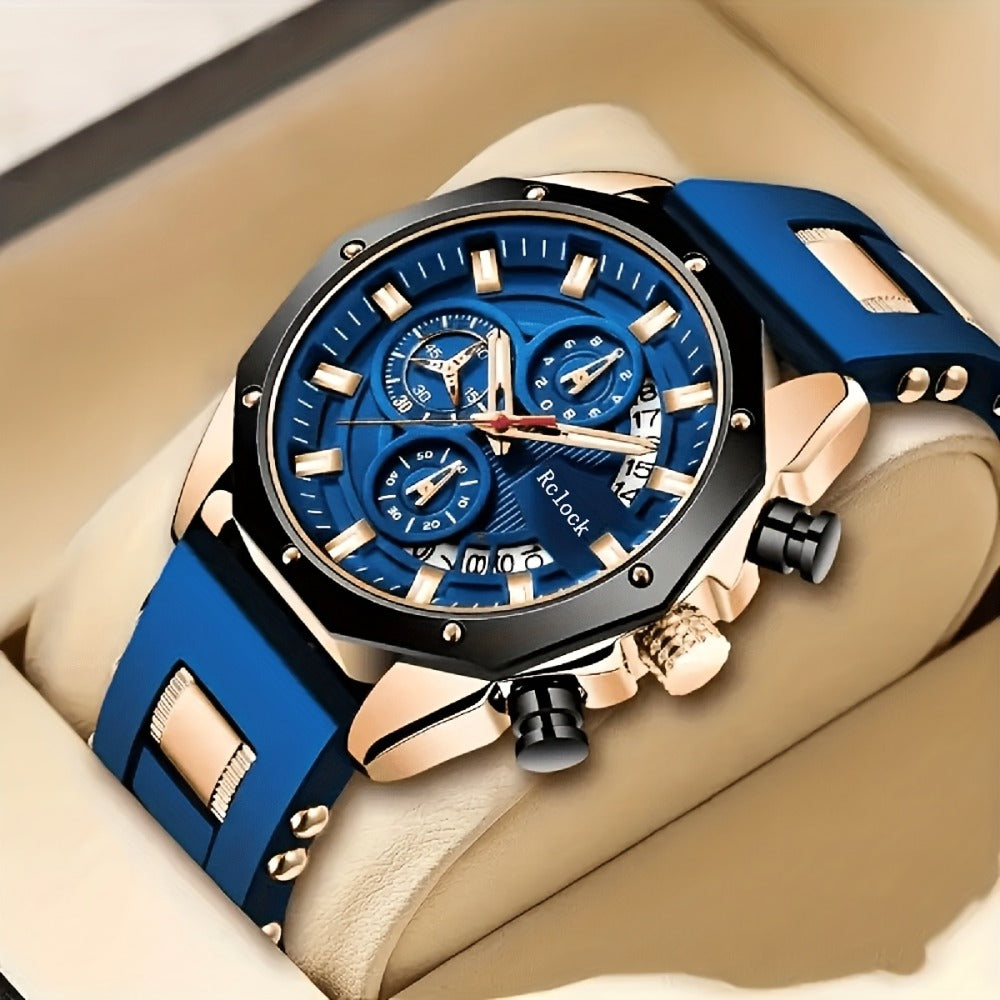 Men's Quartz Watch - 's Large Dial with Auto Calendar | Stainless Steel Strap, Business Sports - main product view