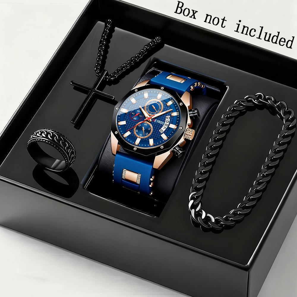 Men's Quartz Watch - 's Large Dial with Auto Calendar | Stainless Steel Strap, Business Sports - product detail view 5