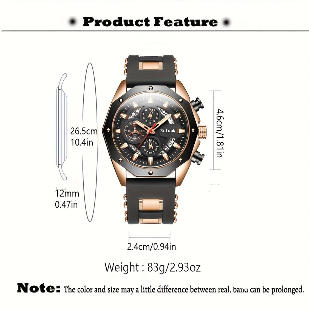 Men's Quartz Watch - 's Large Dial with Auto Calendar | Stainless Steel Strap, Business Sports - product detail view 7