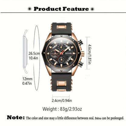 Men's Quartz Watch - 's Large Dial with Auto Calendar | Stainless Steel Strap, Business Sports - product detail view 7