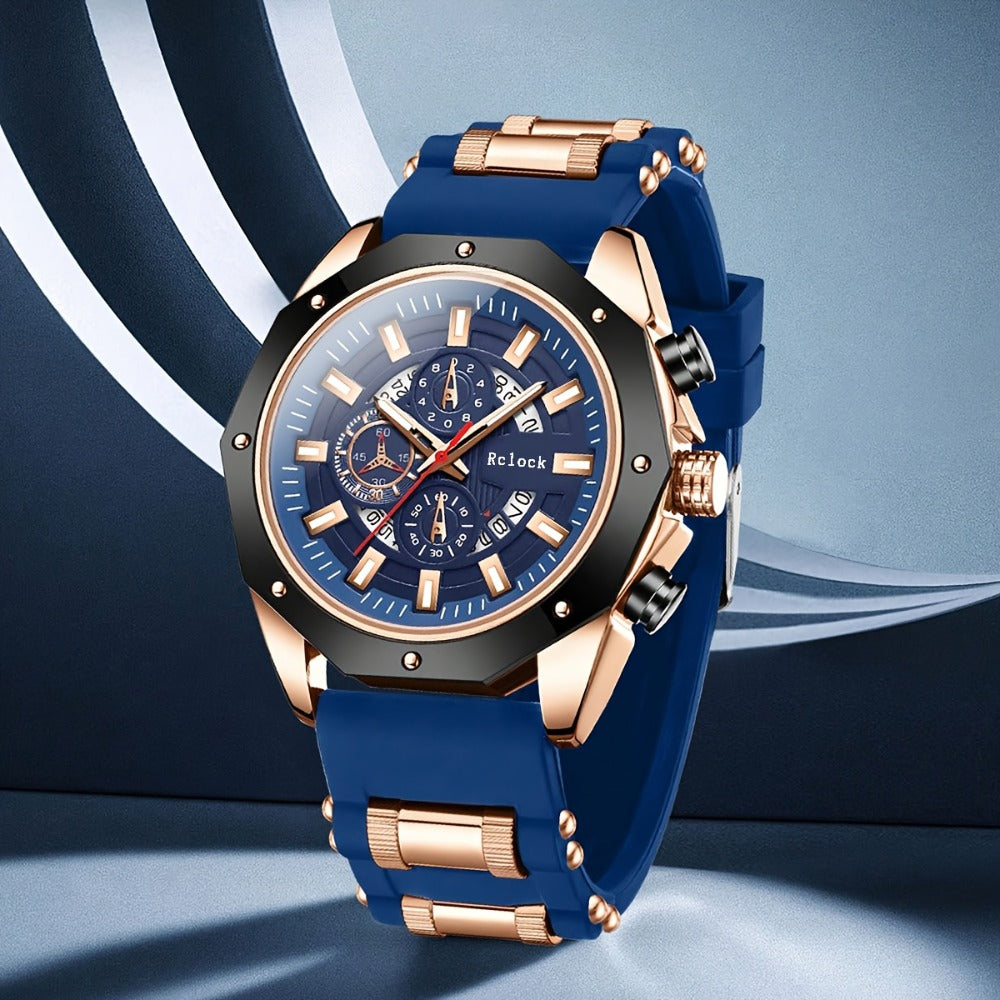 Men's Quartz Watch - 's Large Dial with Auto Calendar | Stainless Steel Strap, Business Sports - product detail view 8