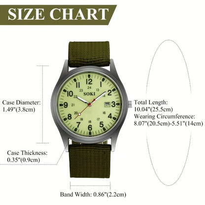 Men's Quartz Watch - 's Minimalist 24H Display, Luminous Dial, Date Calendar, Analog Casual - product detail view 2