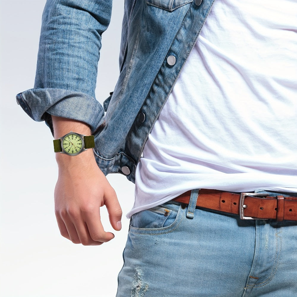 Men's Quartz Watch - 's Minimalist 24H Display, Luminous Dial, Date Calendar, Analog Casual - product detail view 3