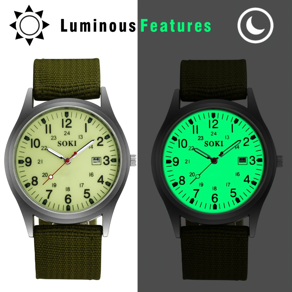 Men's Quartz Watch - 's Minimalist 24H Display, Luminous Dial, Date Calendar, Analog Casual - product detail view 5