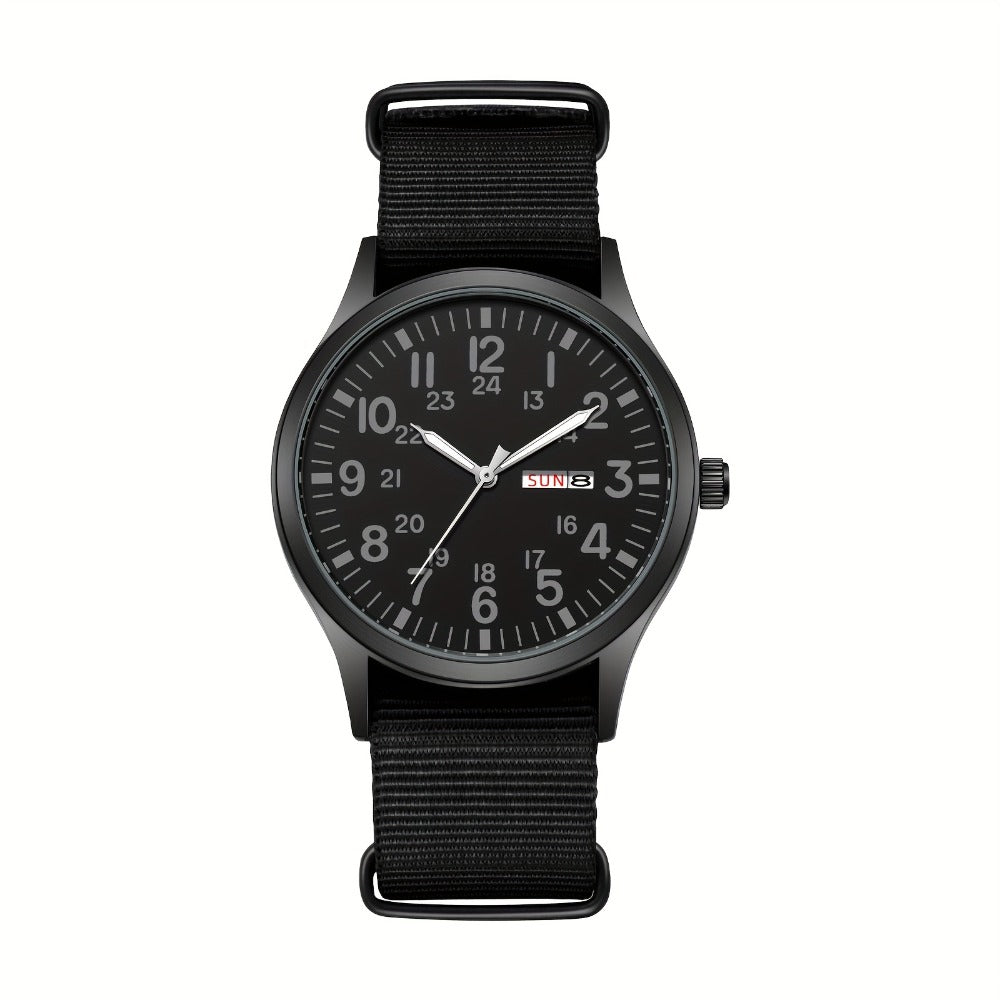 Men's Quartz Watch - 's Outdoor Sport Nylon Strap, Luminous Dial, 24H Scale & Date Calendar - product detail view 15