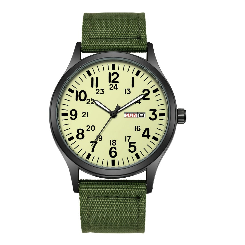 Men's Quartz Watch - 's Outdoor Sport Nylon Strap, Luminous Dial, 24H Scale & Date Calendar - product detail view 19