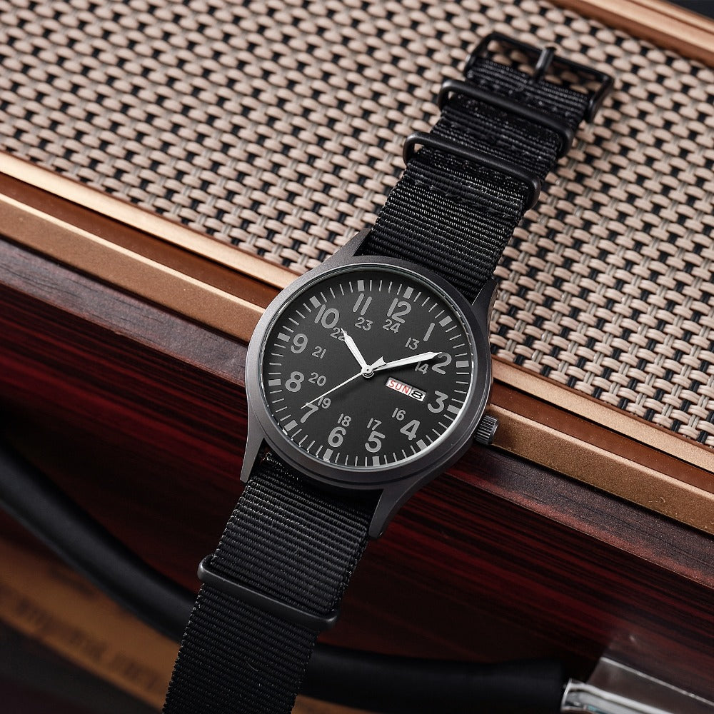 Men's Quartz Watch - 's Outdoor Sport Nylon Strap, Luminous Dial, 24H Scale & Date Calendar - product detail view 23