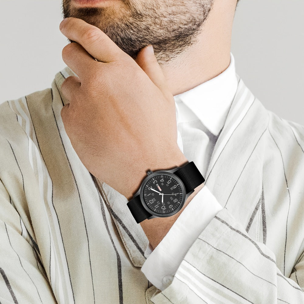 Men's Quartz Watch - 's Outdoor Sport Nylon Strap, Luminous Dial, 24H Scale & Date Calendar - product detail view 27