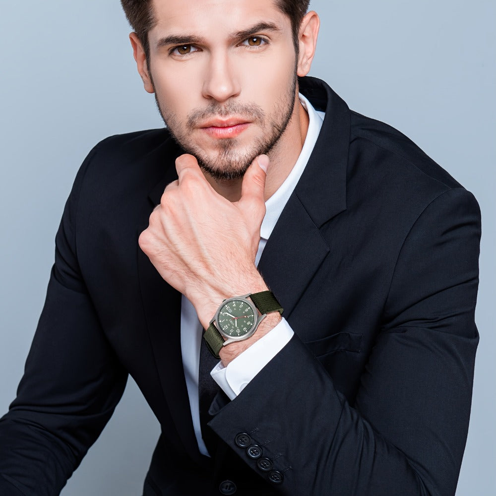Men's Quartz Watch - 's Outdoor Sport Nylon Strap, Luminous Dial, 24H Scale & Date Calendar - product detail view 28