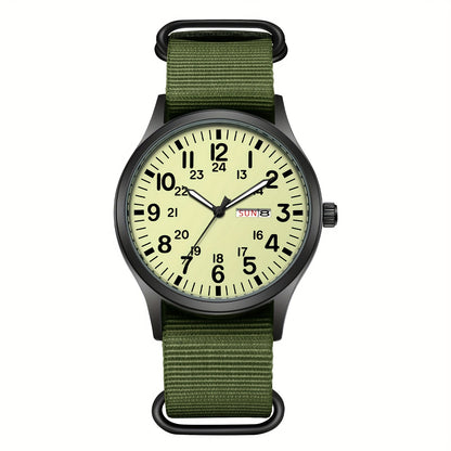 Men's Quartz Watch - 's Outdoor Sport Nylon Strap, Luminous Dial, 24H Scale & Date Calendar - product detail view 31