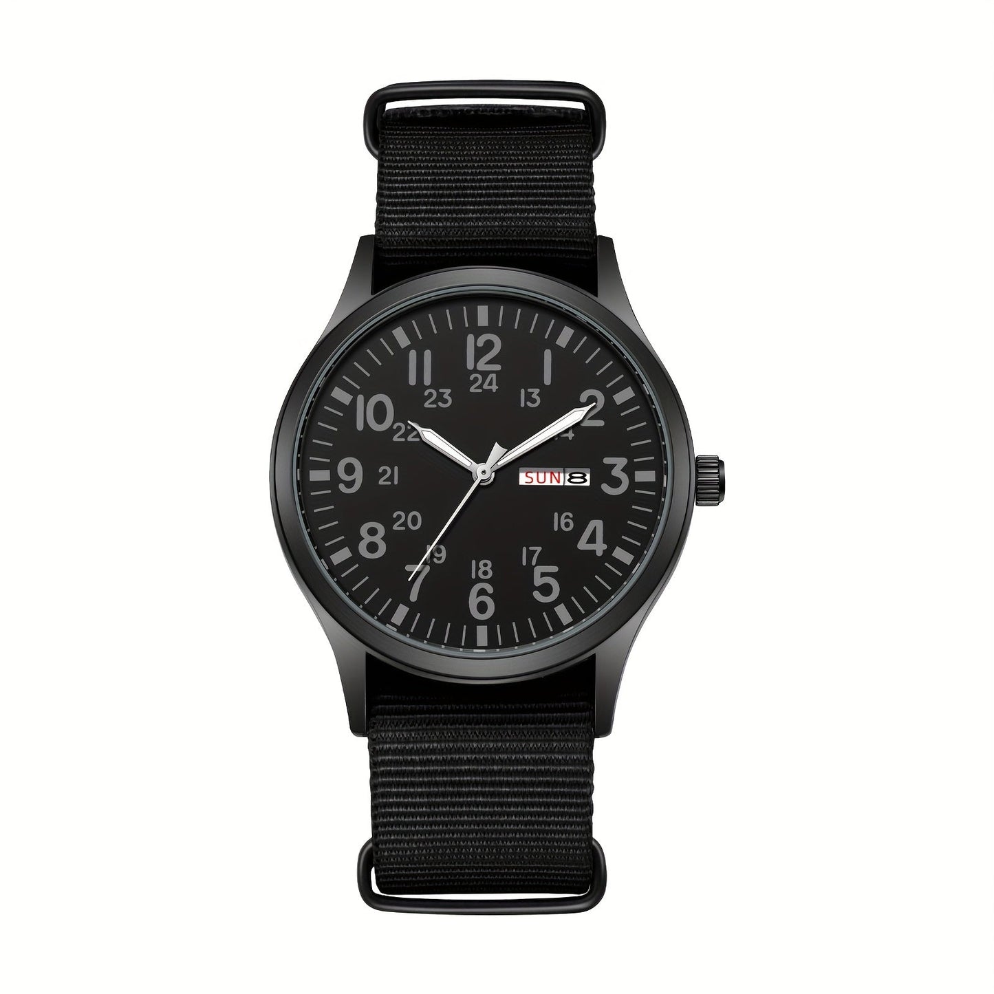 Men's Quartz Watch - 's Outdoor Sport Nylon Strap, Luminous Dial, 24H Scale & Date Calendar - product detail view 32