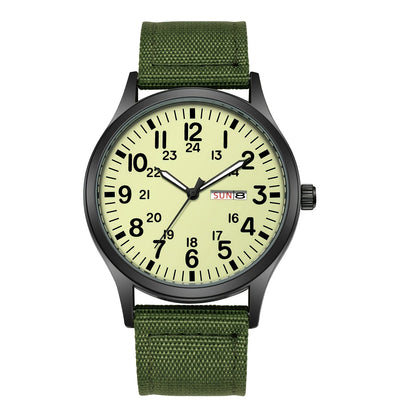 Men's Quartz Watch - 's Outdoor Sport Nylon Strap, Luminous Dial, 24H Scale & Date Calendar - product detail view 33