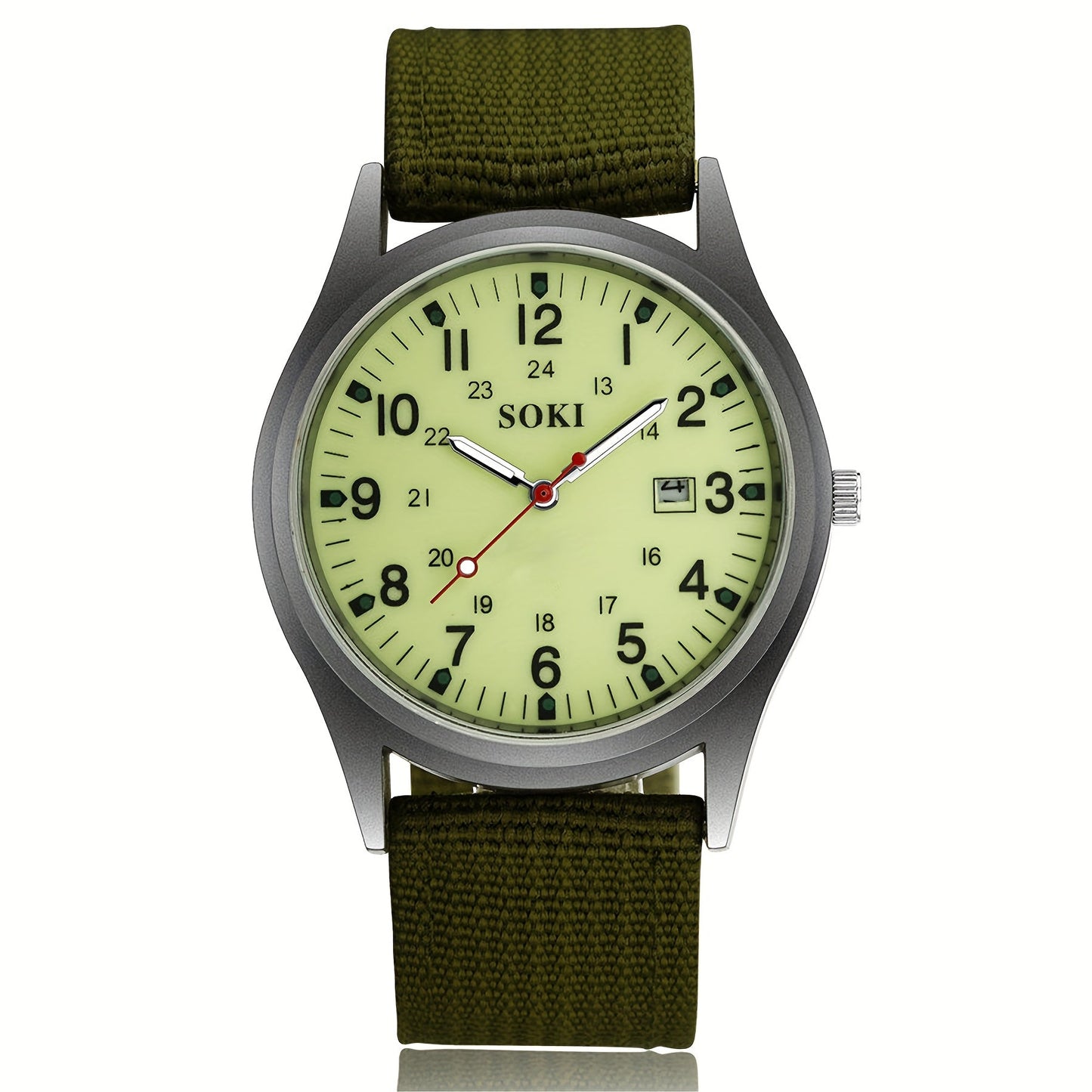 Men's Quartz Watch - 's Outdoor Sport Nylon Strap, Luminous Dial, 24H Scale & Date Calendar - product detail view 36