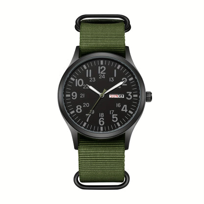 Men's Quartz Watch - 's Outdoor Sport Nylon Strap, Luminous Dial, 24H Scale & Date Calendar - product detail view 37