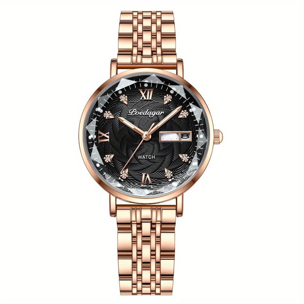 Women's Quartz Watch - 's Rhinestone POEDAGAR Rose Gold Luxury Dress with Luminous Dial - product detail view 5