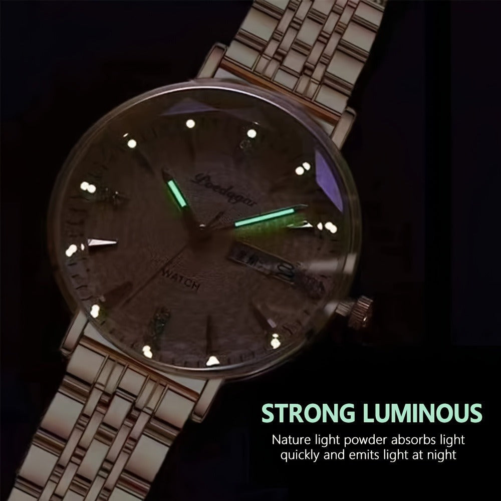 Women's Quartz Watch - 's Rhinestone POEDAGAR Rose Gold Luxury Dress with Luminous Dial - product detail view 7