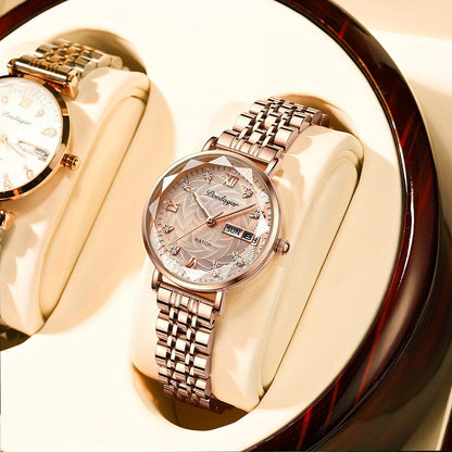 Women's Quartz Watch - 's Rhinestone POEDAGAR Rose Gold Luxury Dress with Luminous Dial - product detail view 9
