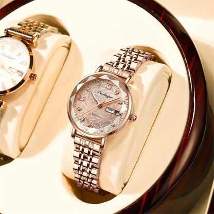 Women's Quartz Watch - 's Rhinestone POEDAGAR Rose Gold Luxury Dress with Luminous Dial - product detail view 12