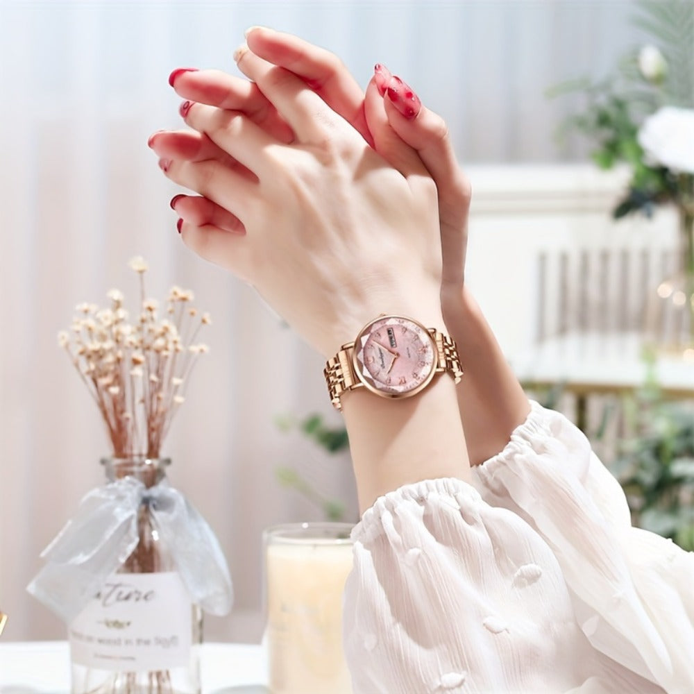 Women's Quartz Watch - 's Rhinestone POEDAGAR Rose Gold Luxury Dress with Luminous Dial - product detail view 14