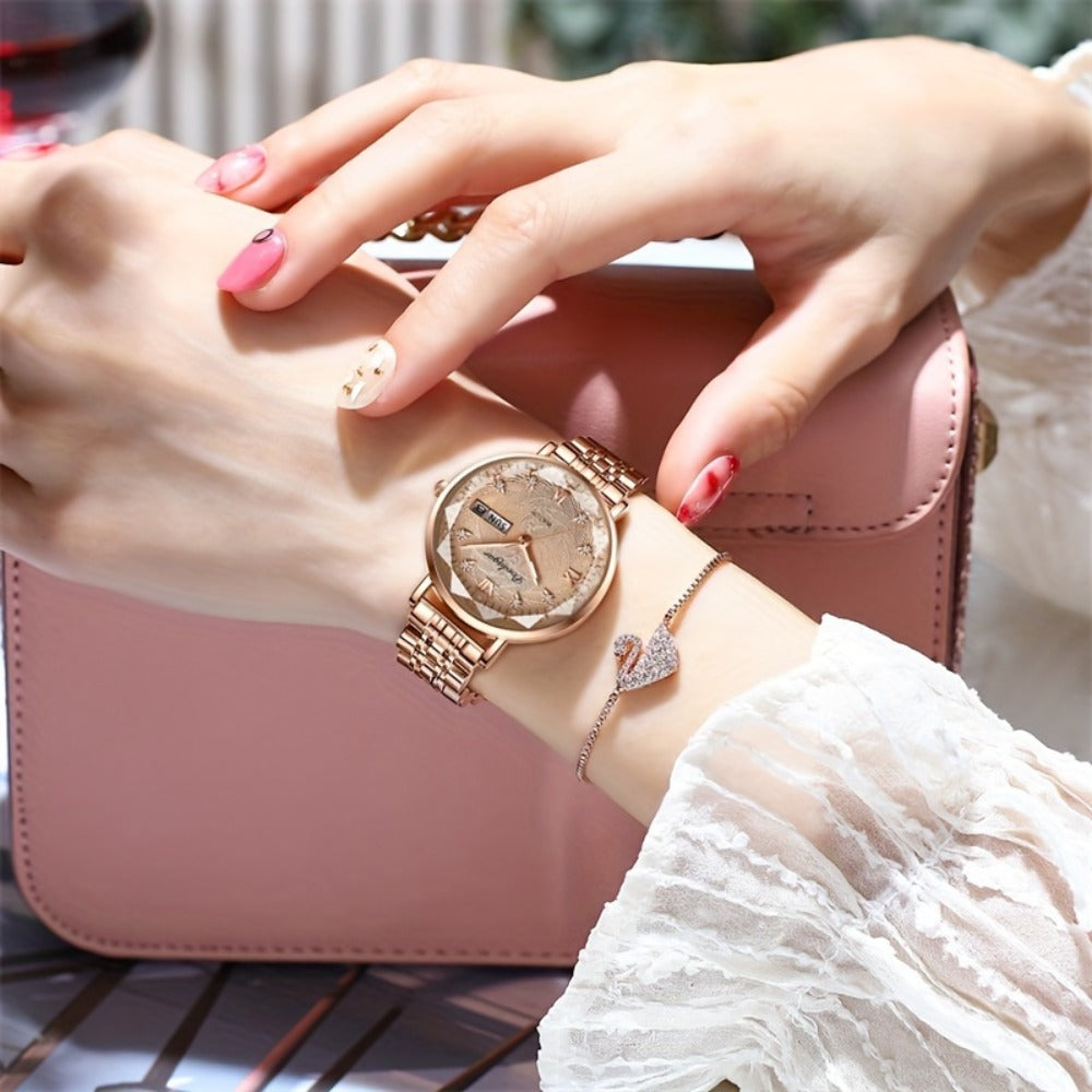 Women's Quartz Watch - 's Rhinestone POEDAGAR Rose Gold Luxury Dress with Luminous Dial - product detail view 16