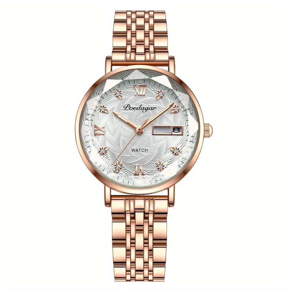Women's Quartz Watch - 's Rhinestone POEDAGAR Rose Gold Luxury Dress with Luminous Dial - product detail view 20