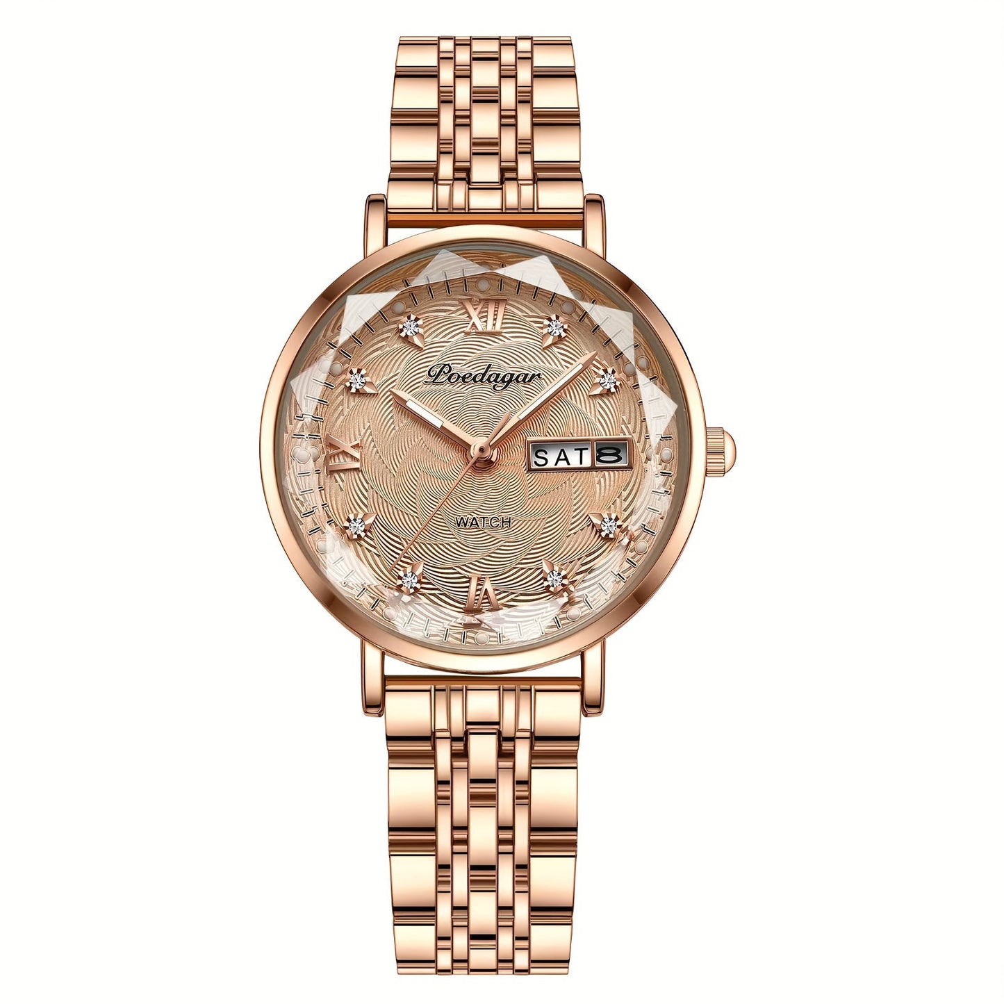 Women's Quartz Watch - 's Rhinestone POEDAGAR Rose Gold Luxury Dress with Luminous Dial - product detail view 21