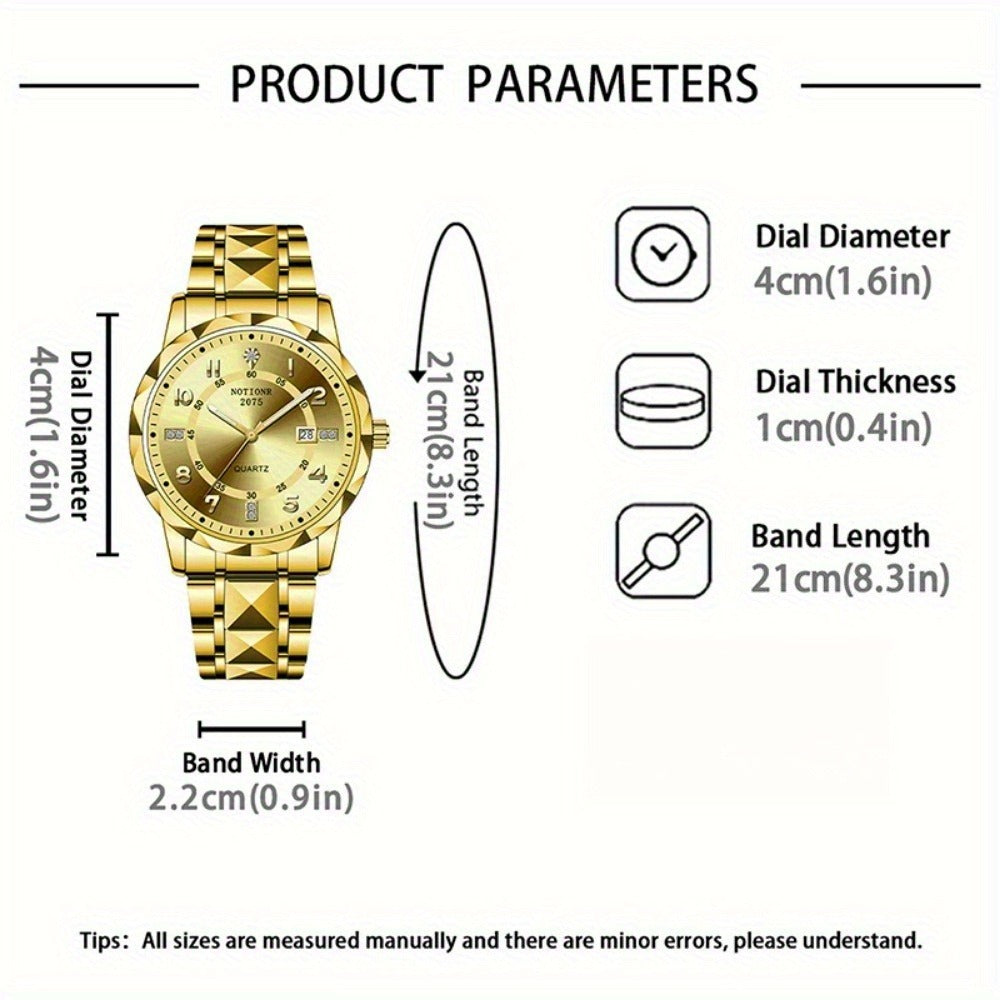 Men's Quartz Watch - 's Roman Numeral Rhinestone Stainless Steel Strap Date Display Minimalist - product detail view 6