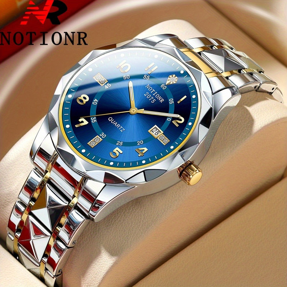 Men's Quartz Watch - 's Roman Numeral Rhinestone Stainless Steel Strap Date Display Minimalist - product detail view 8