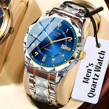 Men's Quartz Watch - 's Roman Numeral Rhinestone Stainless Steel Strap Date Display Minimalist - product detail view 13