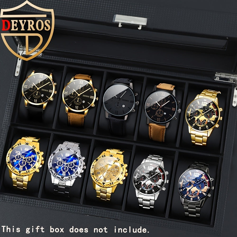 Men's Quartz Watch - 's Set 10pcs Casual Analog Watches Alloy Faux Leather Multiple Colors Date - product detail view 4