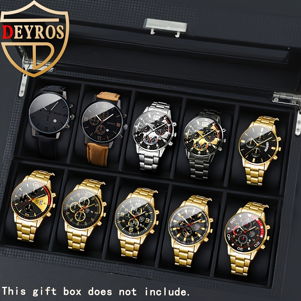 Men's Quartz Watch - 's Set 10pcs Casual Analog Watches Alloy Faux Leather Multiple Colors Date - product detail view 7
