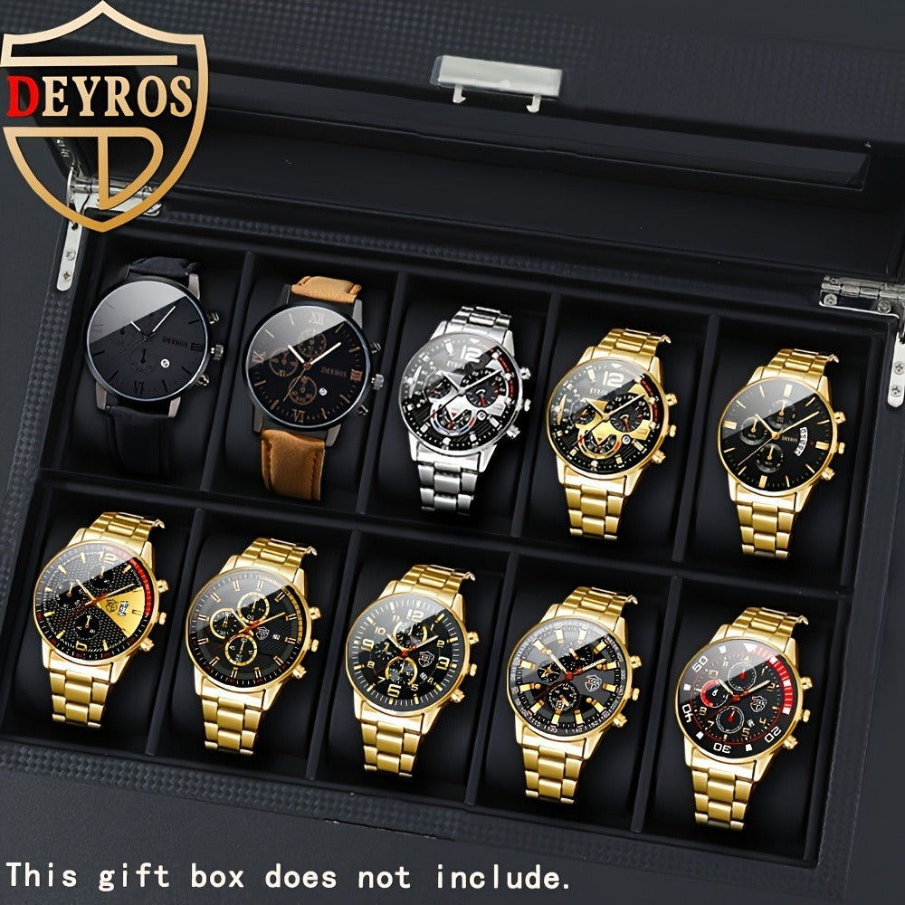 Men's Quartz Watch - 's Set 10pcs Casual Analog Watches Alloy Faux Leather Multiple Colors Date - product detail view 11