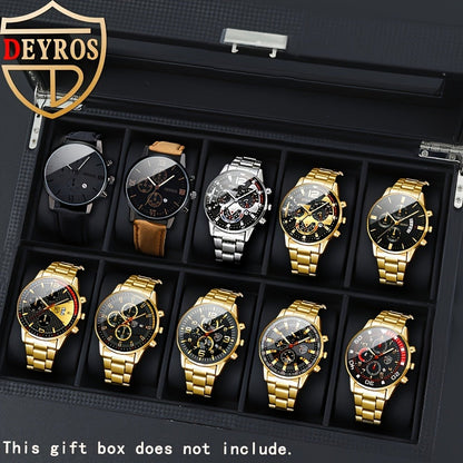 Men's Quartz Watch - 's Set 10pcs Casual Analog Watches Alloy Faux Leather Multiple Colors Date - product detail view 11