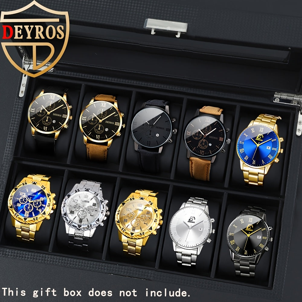 Men's Quartz Watch - 's Set 10pcs Casual Analog Watches Alloy Faux Leather Multiple Colors Date - product detail view 21
