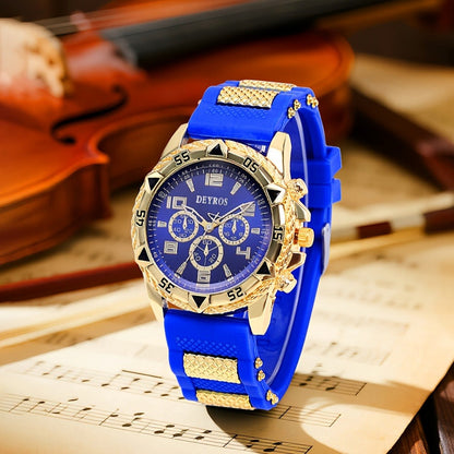 Men's Quartz Watch - 's Set of 2 | Stainless Steel Case, Silicone Strap, Business Casual - product detail view 3