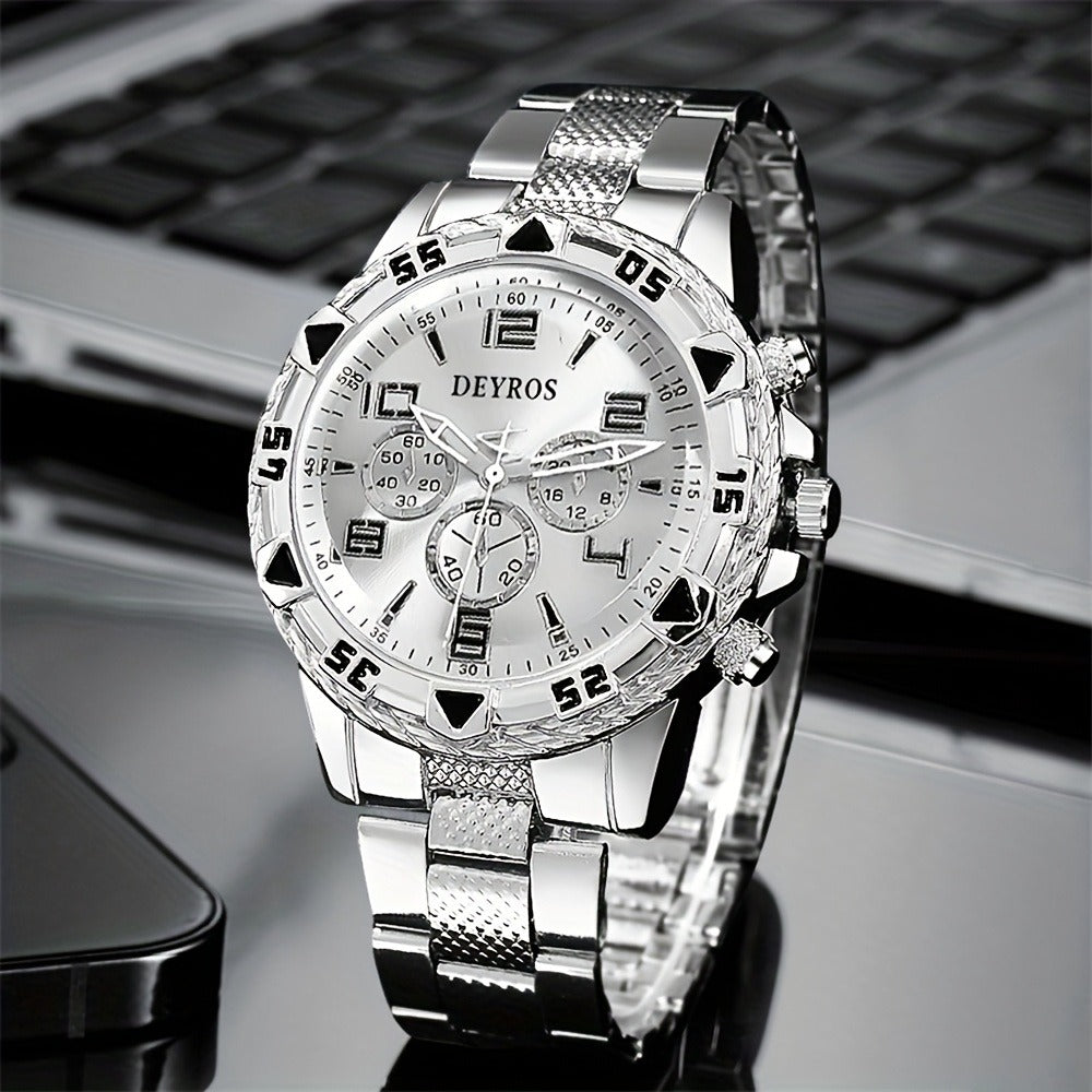 Men's Quartz Watch - 's Set of 2 | Stainless Steel Case, Silicone Strap, Business Casual - product detail view 10