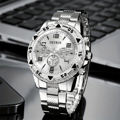 Men's Quartz Watch - 's Set of 2 | Stainless Steel Case, Silicone Strap, Business Casual - product detail view 10