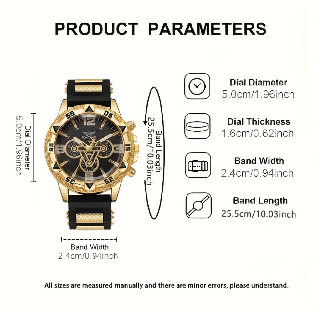 Men's Quartz Watch - 's Sports Set of 2 Large Dial Silicone Strap Wristwatch for , Casual - product detail view 3