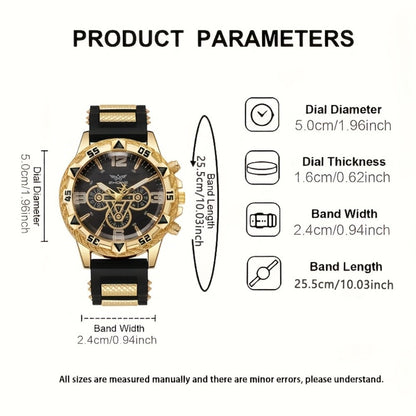 Men's Quartz Watch - 's Sports Set of 2 Large Dial Silicone Strap Wristwatch for , Casual - product detail view 3