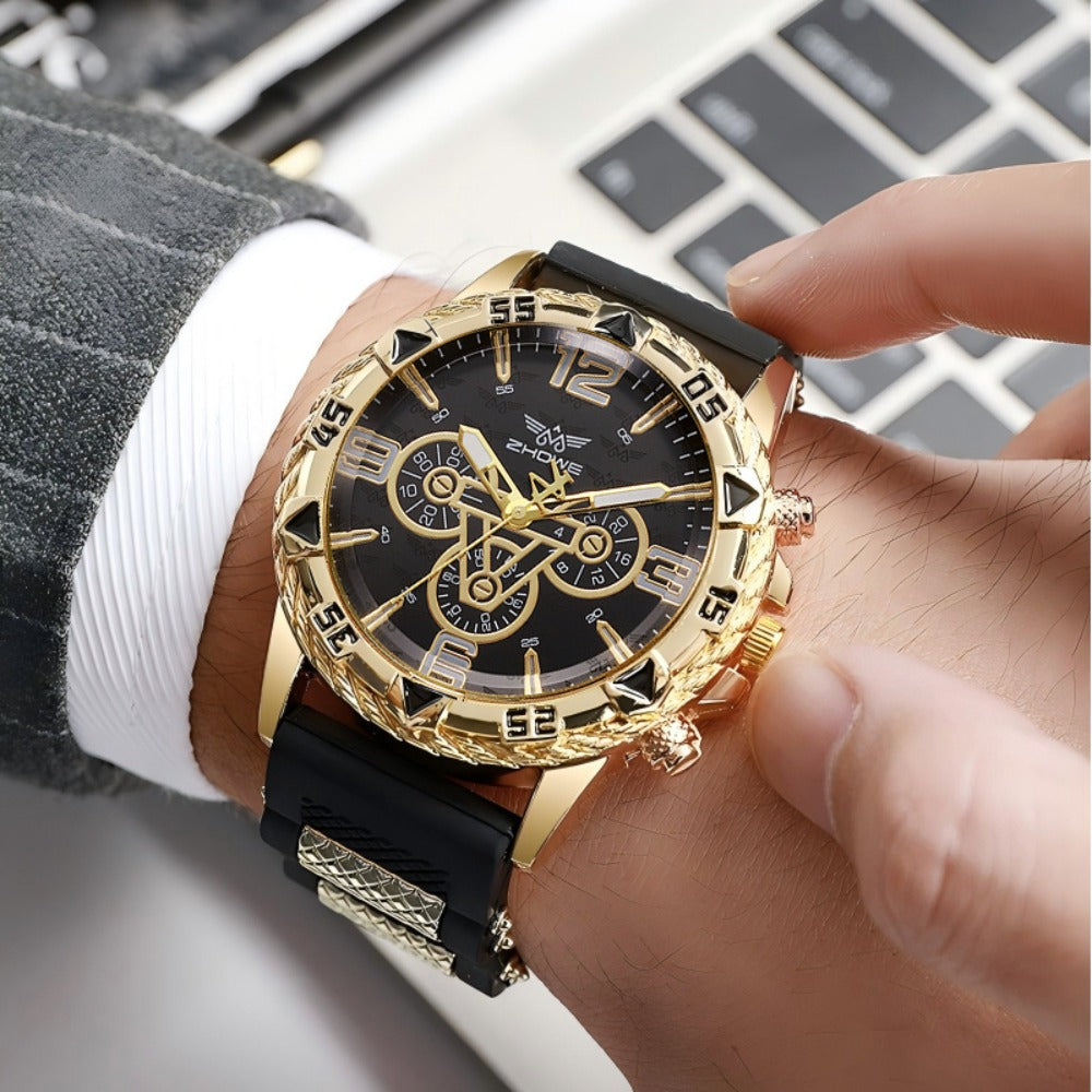 Men's Quartz Watch - 's Sports Set of 2 Large Dial Silicone Strap Wristwatch for , Casual - product detail view 4