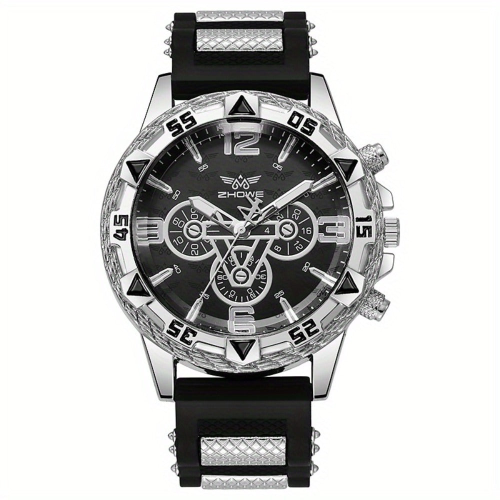 Men's Quartz Watch - 's Sports Set of 2 Large Dial Silicone Strap Wristwatch for , Casual - product detail view 6