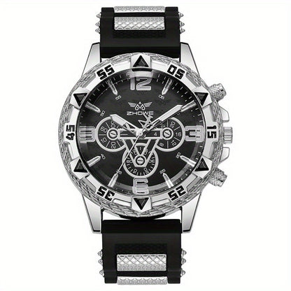 Men's Quartz Watch - 's Sports Set of 2 Large Dial Silicone Strap Wristwatch for , Casual - product detail view 6